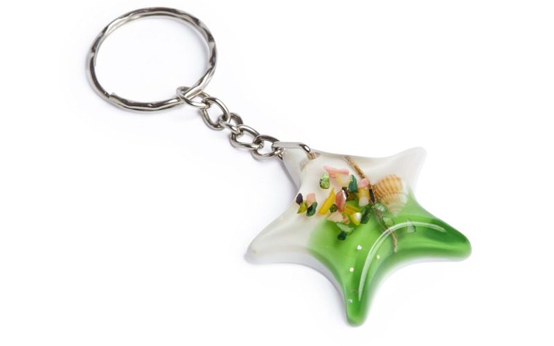 resin star keychain cast in a silicone mold